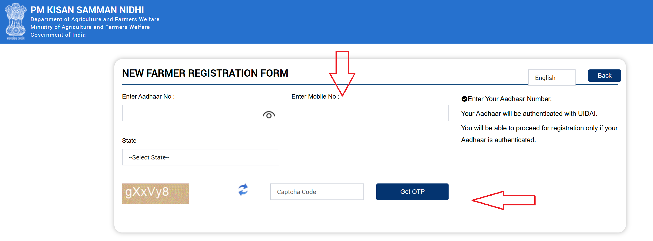 PM Kisan Registration Form